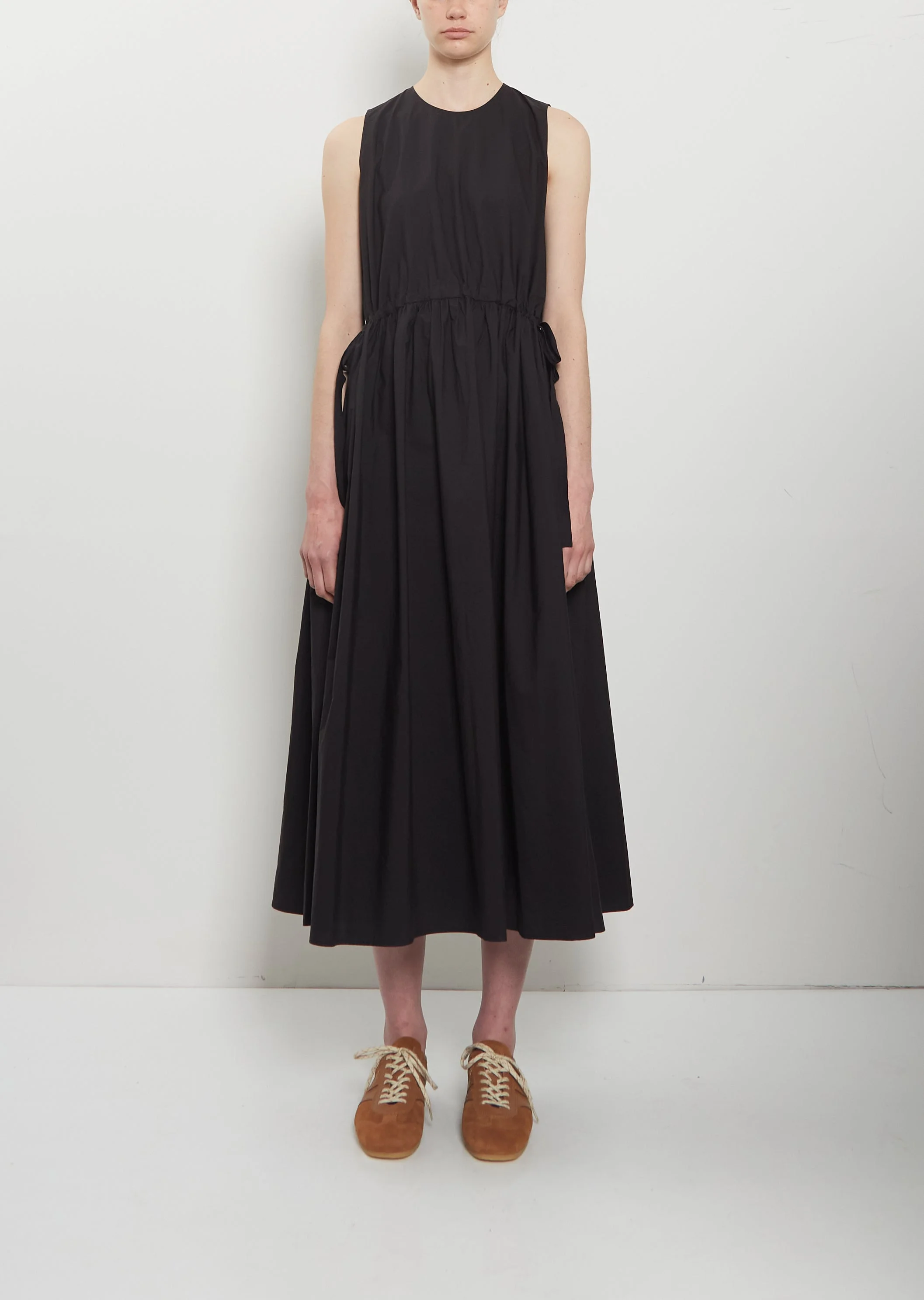 Cotton Pleated Sleeveless Dress - 1