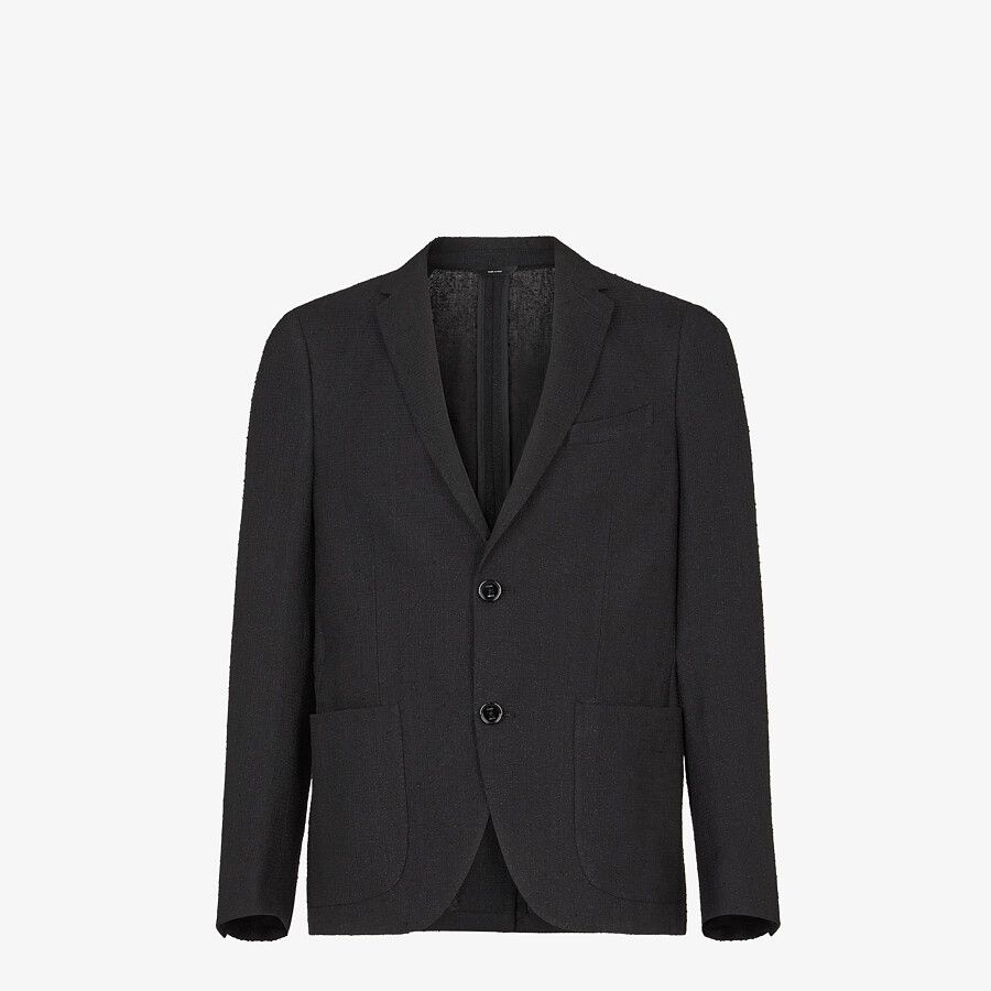 Black linen and cotton blazer - 1