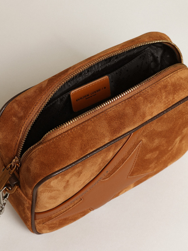 Star Bag in tobacco-colored suede with tone-on-tone leather star 4