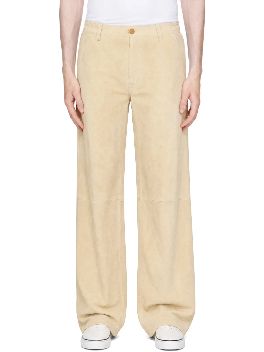 Yellow Pyramid Suede Pants - 1