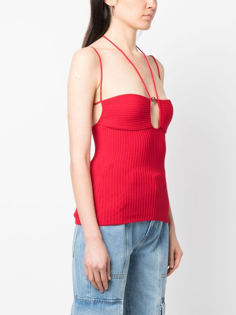 cut-out ribbed top - 3