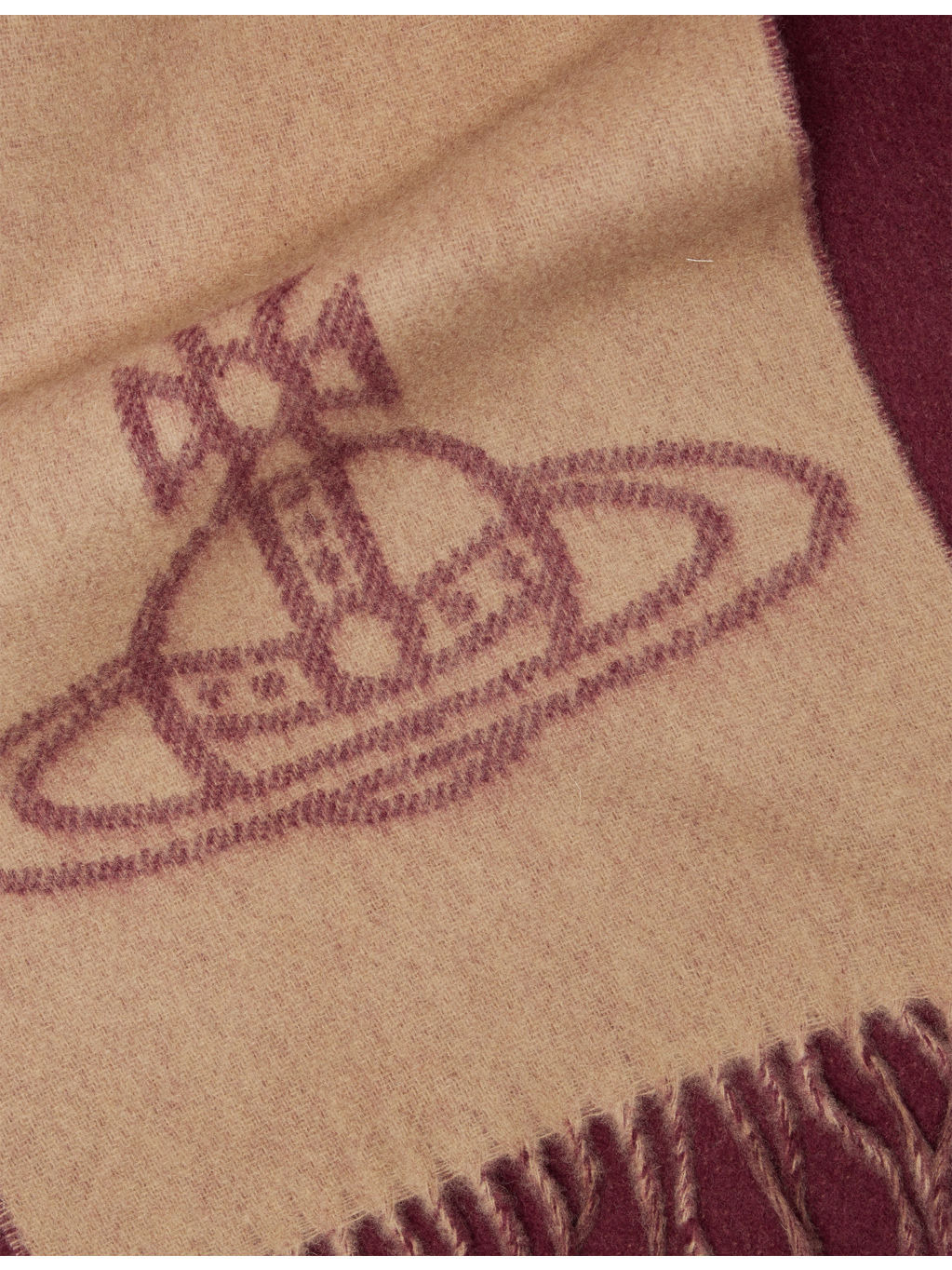 Single Orb Fringed Wool Scarf - 2
