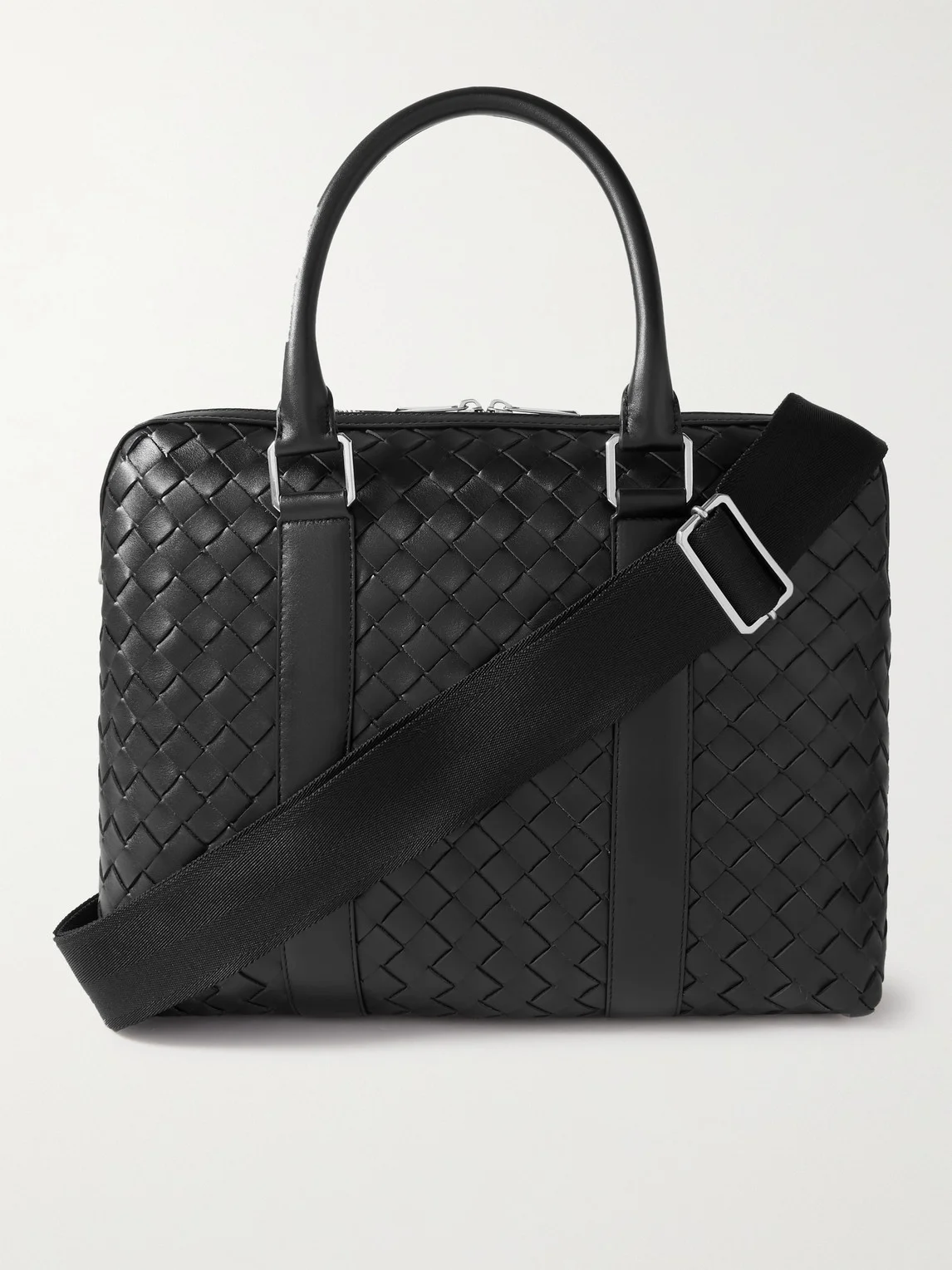 Slim Intrecciato Leather Briefcase - 1