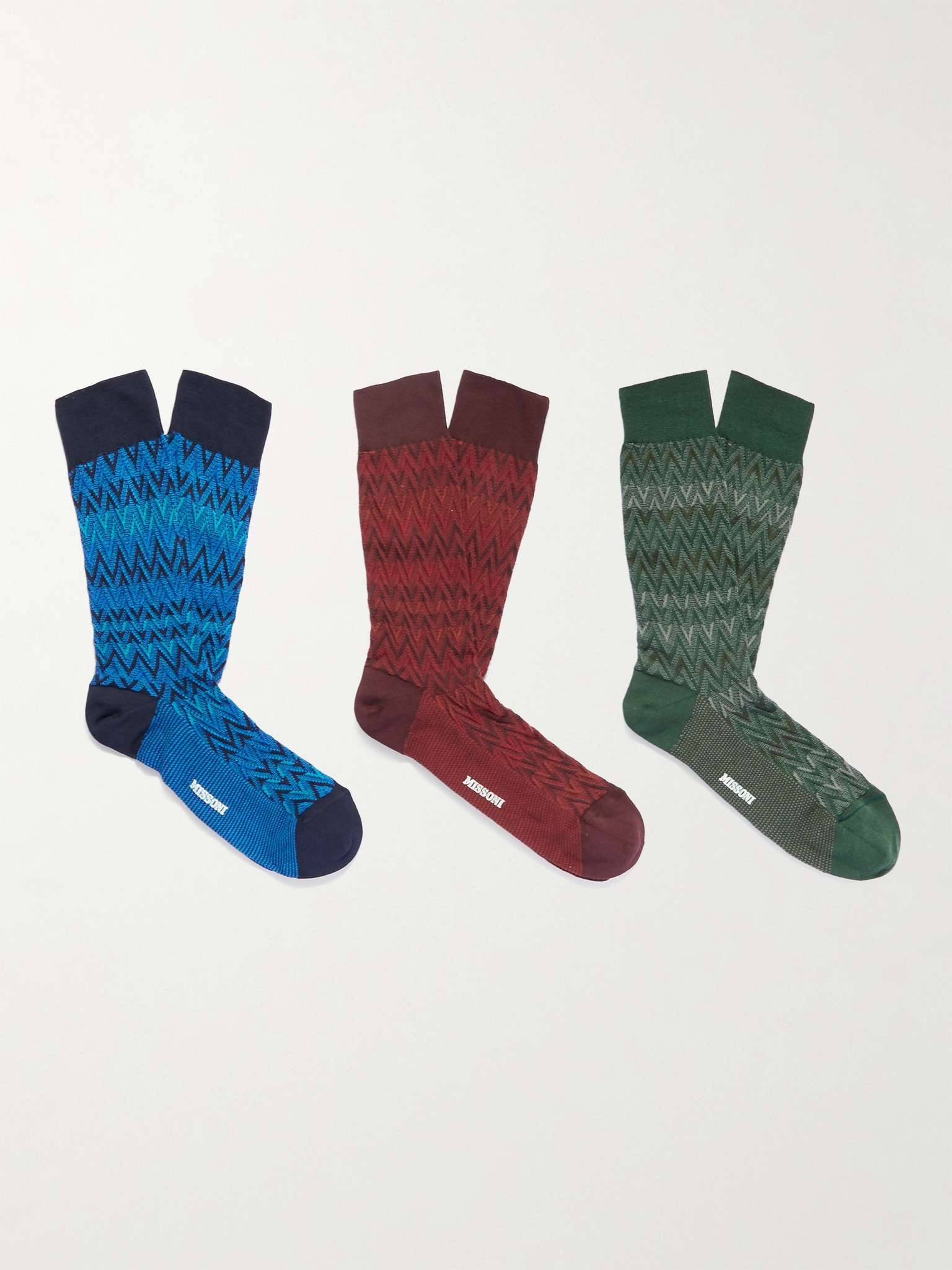 Three-Pack Crochet-Knit Cotton-Blend Socks - 1