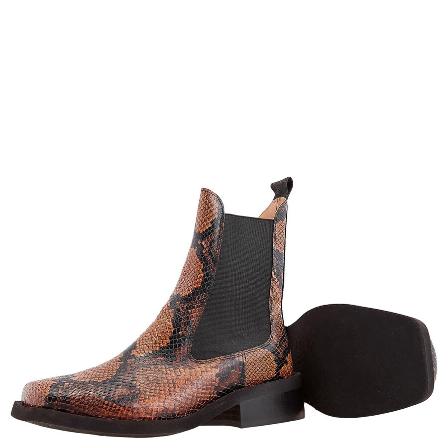 Ganni Ladies Embossed Snake Chelsea Boots - 2