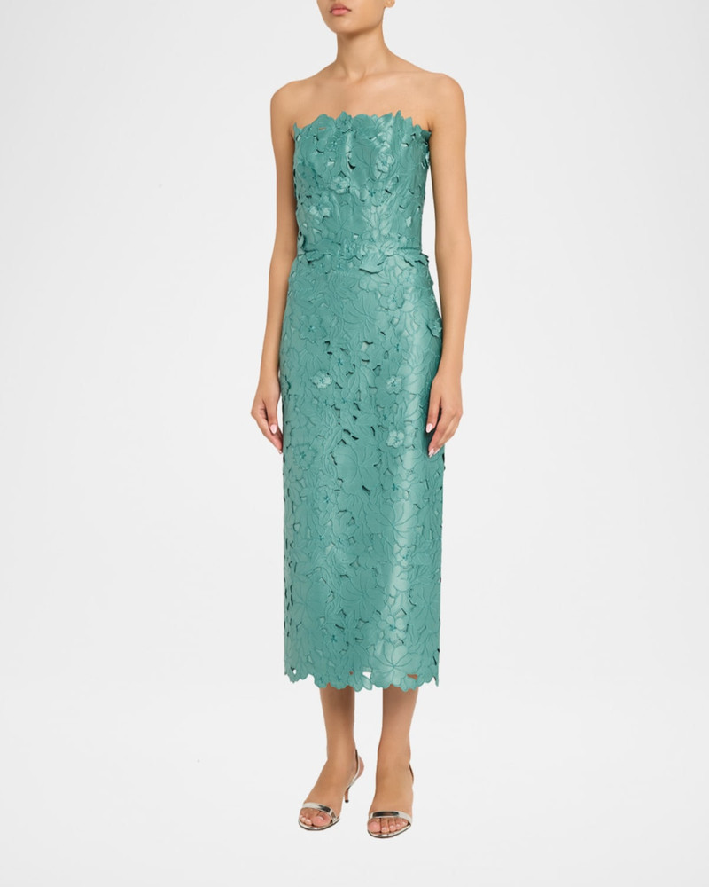Astelle Strapless Floral-Cut Lace Midi Pencil Dress 4