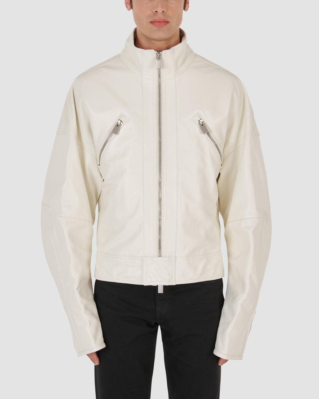 OVERSIZE LEATHER LOGO MOTO JACKET - 2