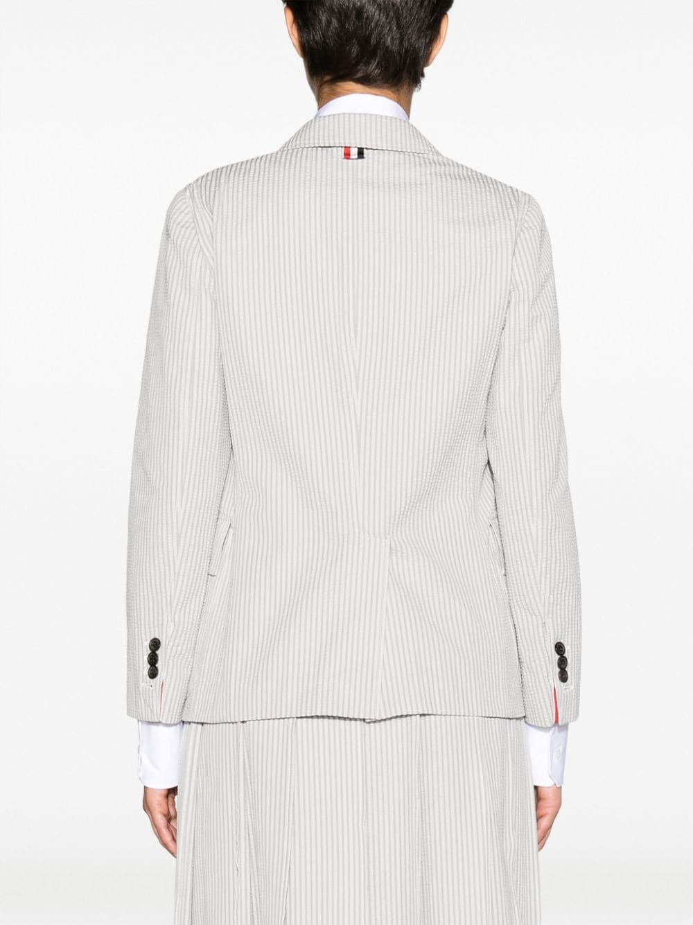 striped seersucker single-breasted blazer - 4