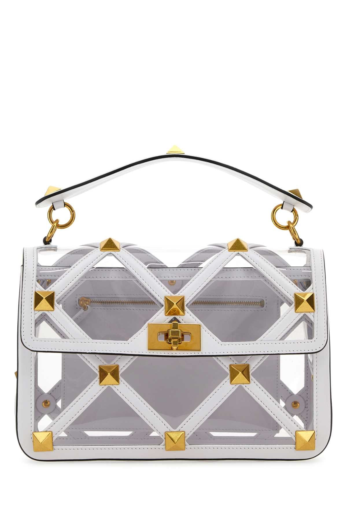 Valentino Garavani Women White Polymeric Material And Leather Large Roman Stud Handbag - 1