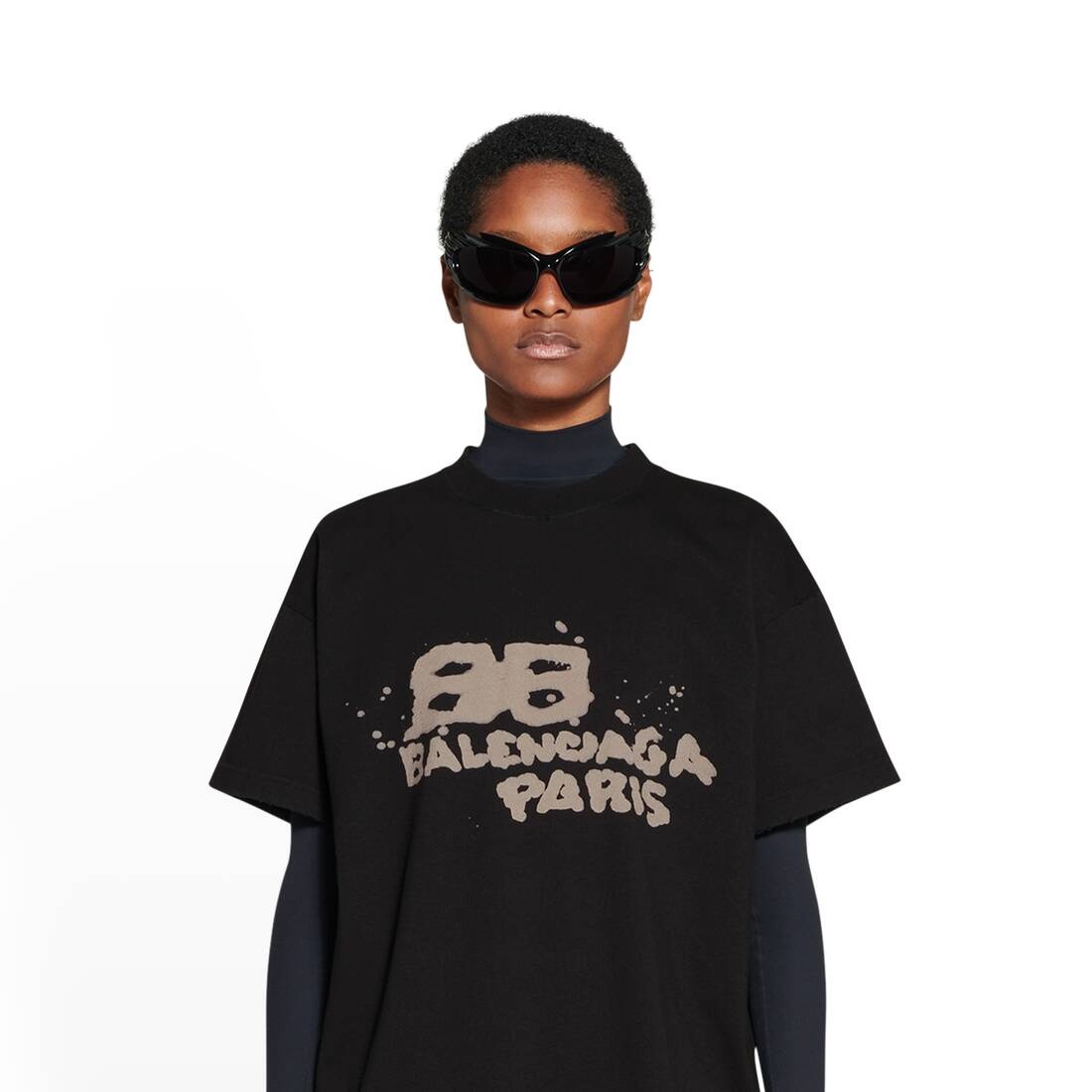 送料込 BALENCIAGA HAND DRAWN BB ICON Tシャツ Balenciaga Hand-drawn Bb Icon T-shirt Medium Fit | Saks