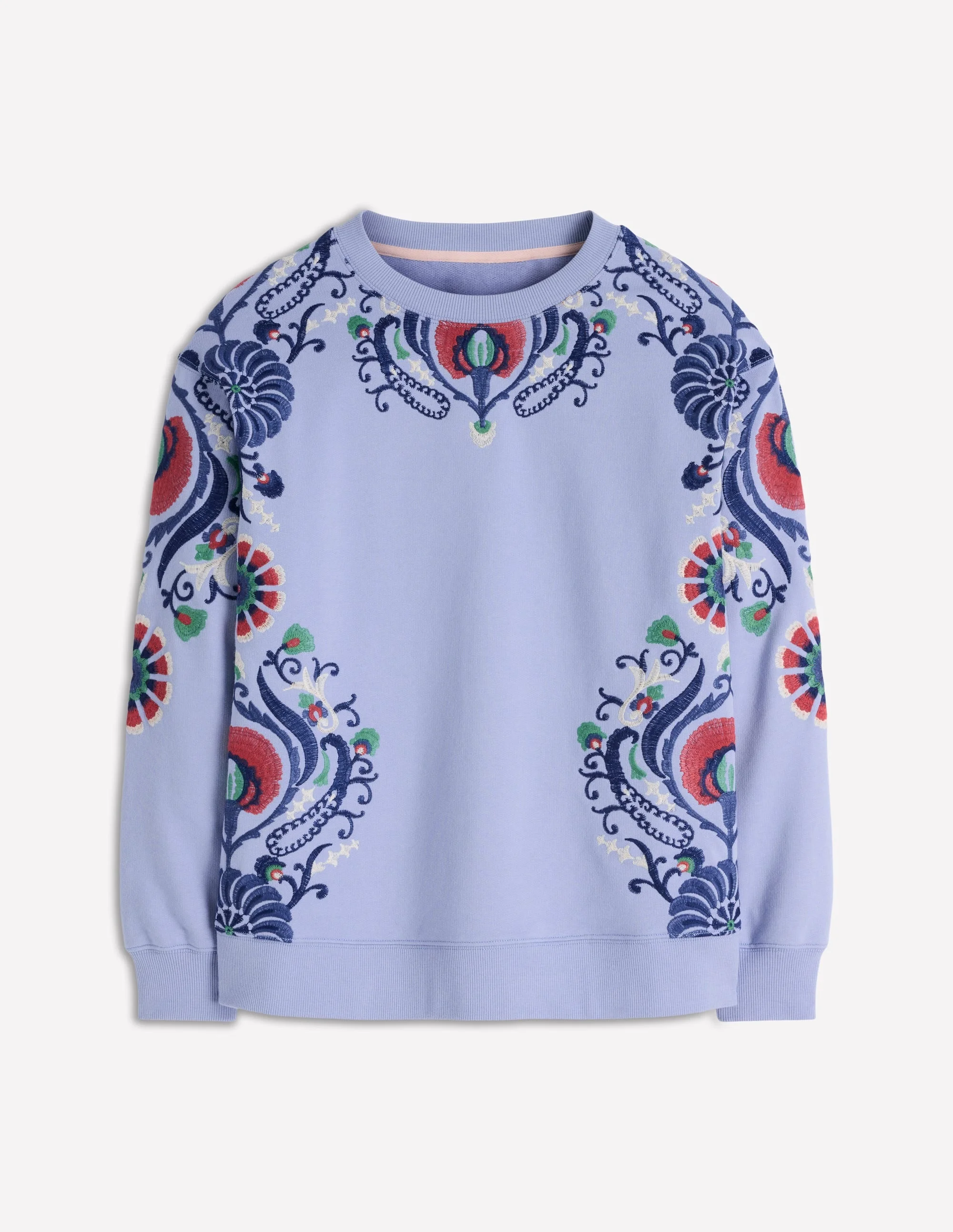 Emi Embroidered Sweatshirt-Light Blue Embroidery - 1