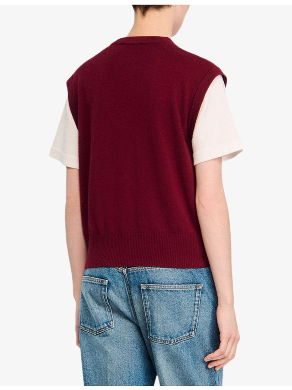 Two-In-One Short-Sleeved Wool and Cashmere Top - 4