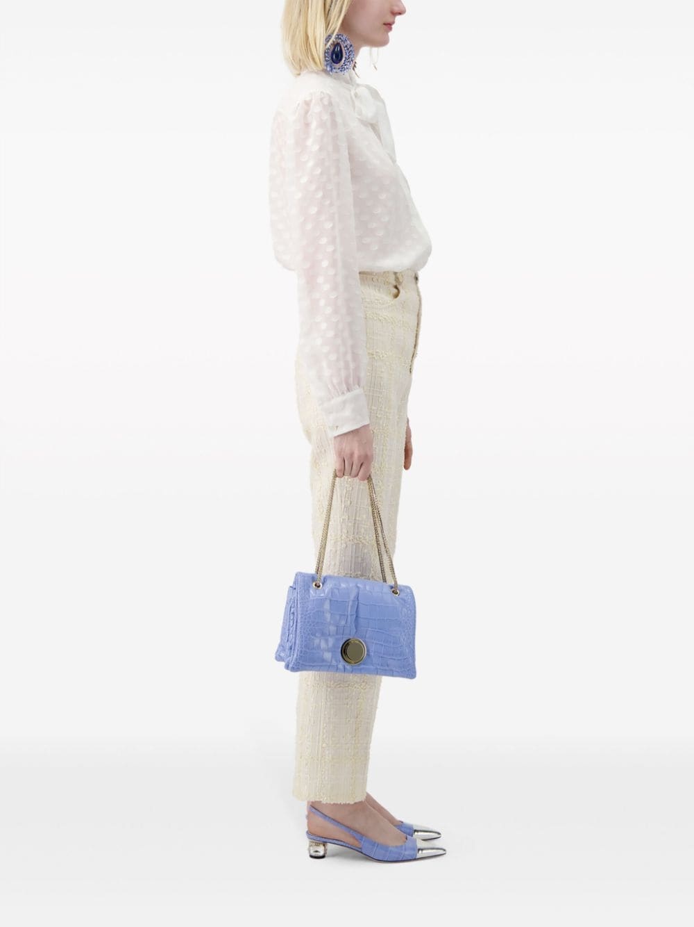 bouclÃ© high-waisted flared trousers - 3