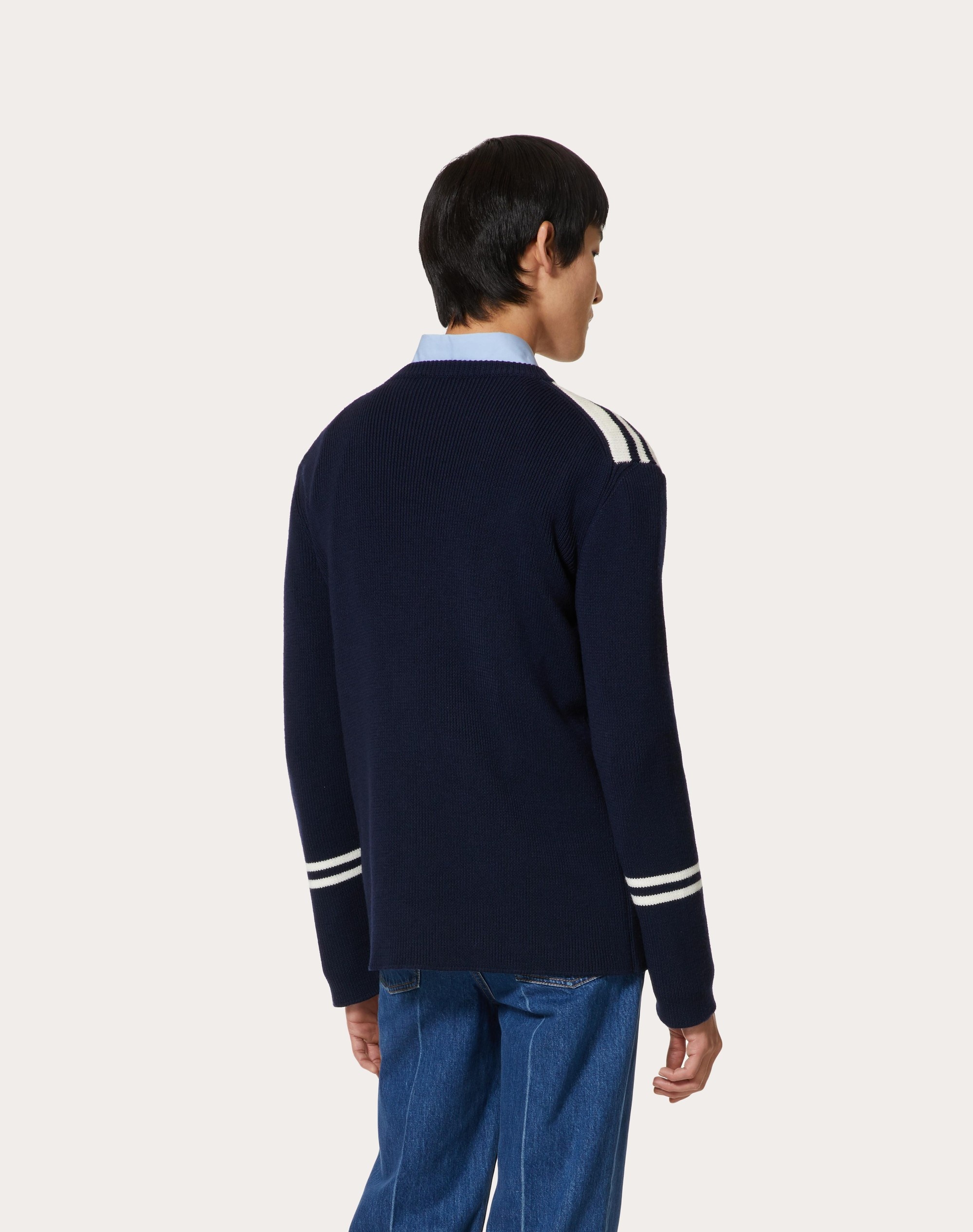 CREWNECK SWEATER IN WOOL WITH MAISON VALENTINO EMBROIDERY - 4