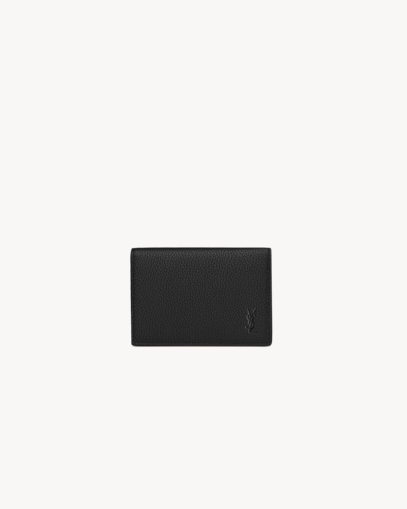 CASSANDRE SHADOW SAINT LAURENT BUSINESS CARD CASE IN GRAINED LEATHER 1
