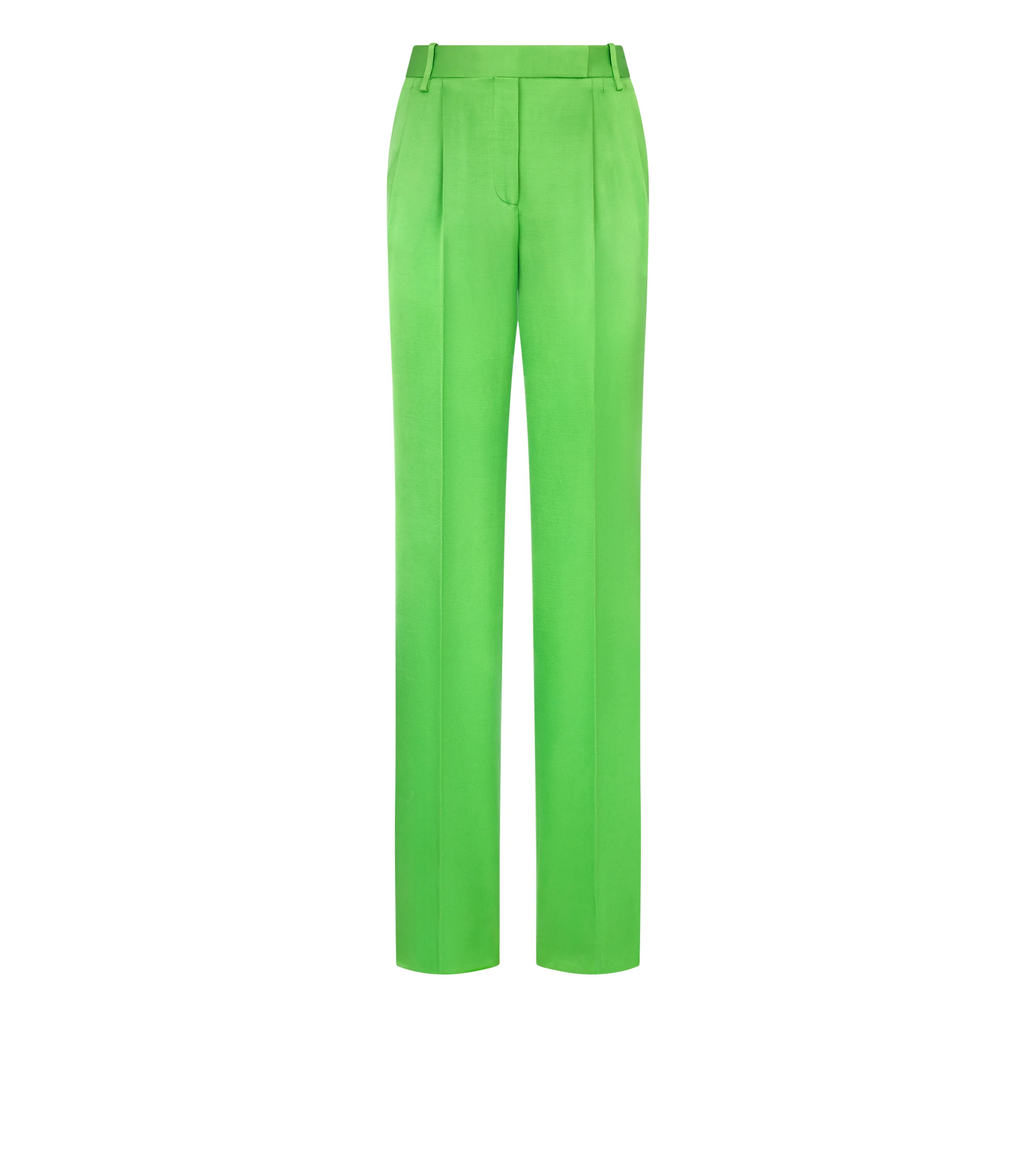 SILK WOOL TAILORED DOUBLE PLEAT STRAIGHT PANTS - 1