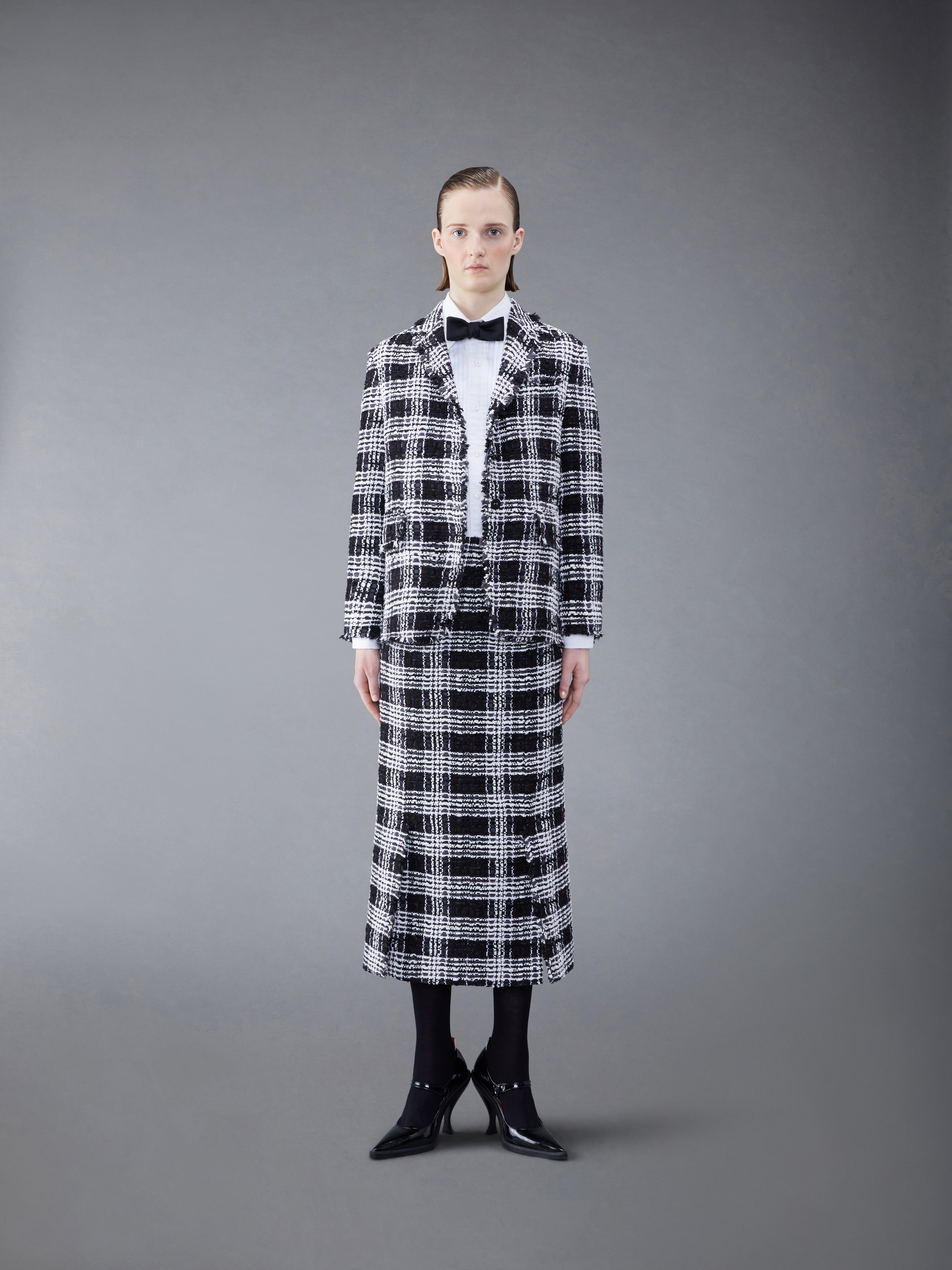 Prince of Wales Chenille Tweed Frayed Classic Sport Coat - 4