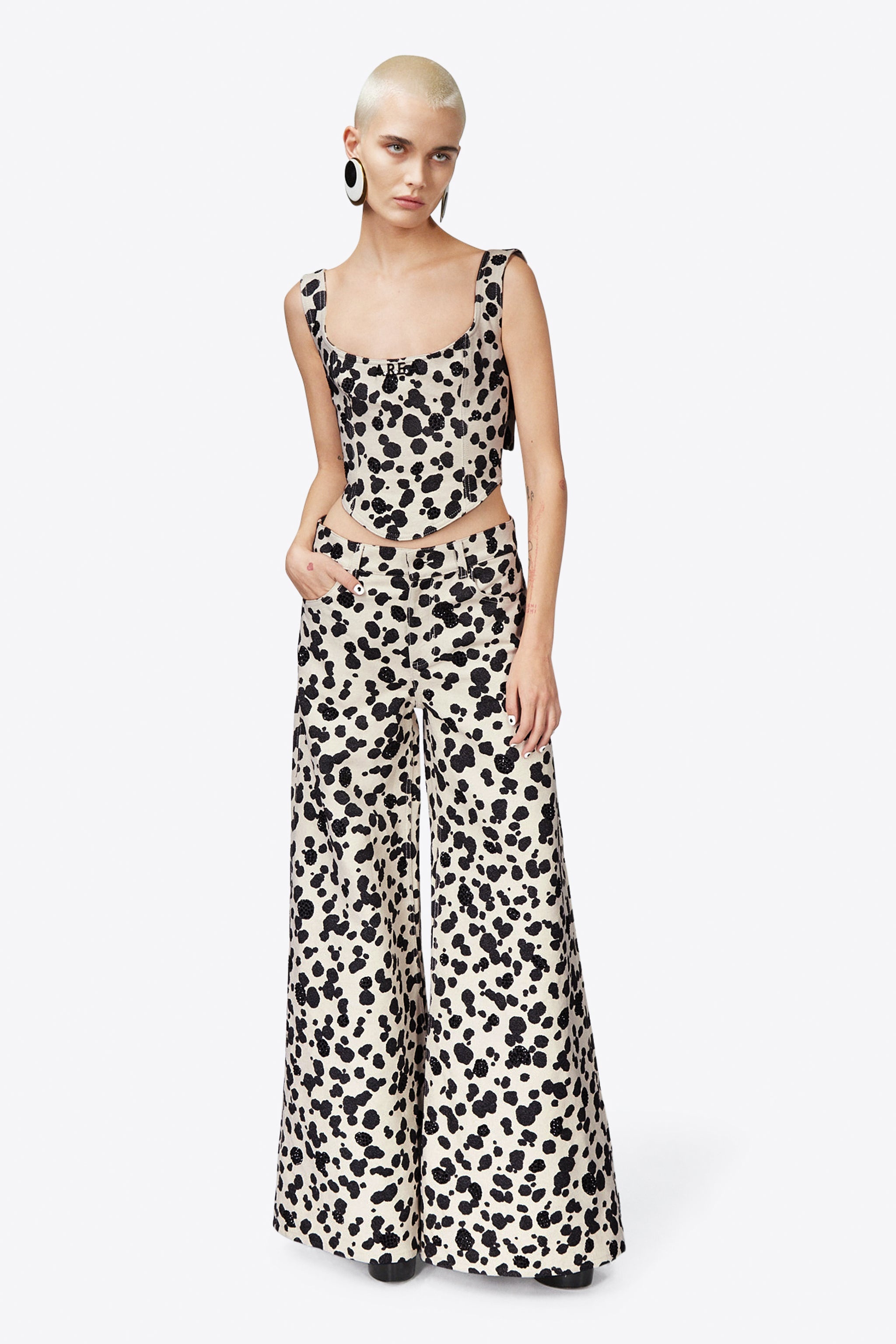 DALMATIAN DENIM WIDE LEG JEAN - 4