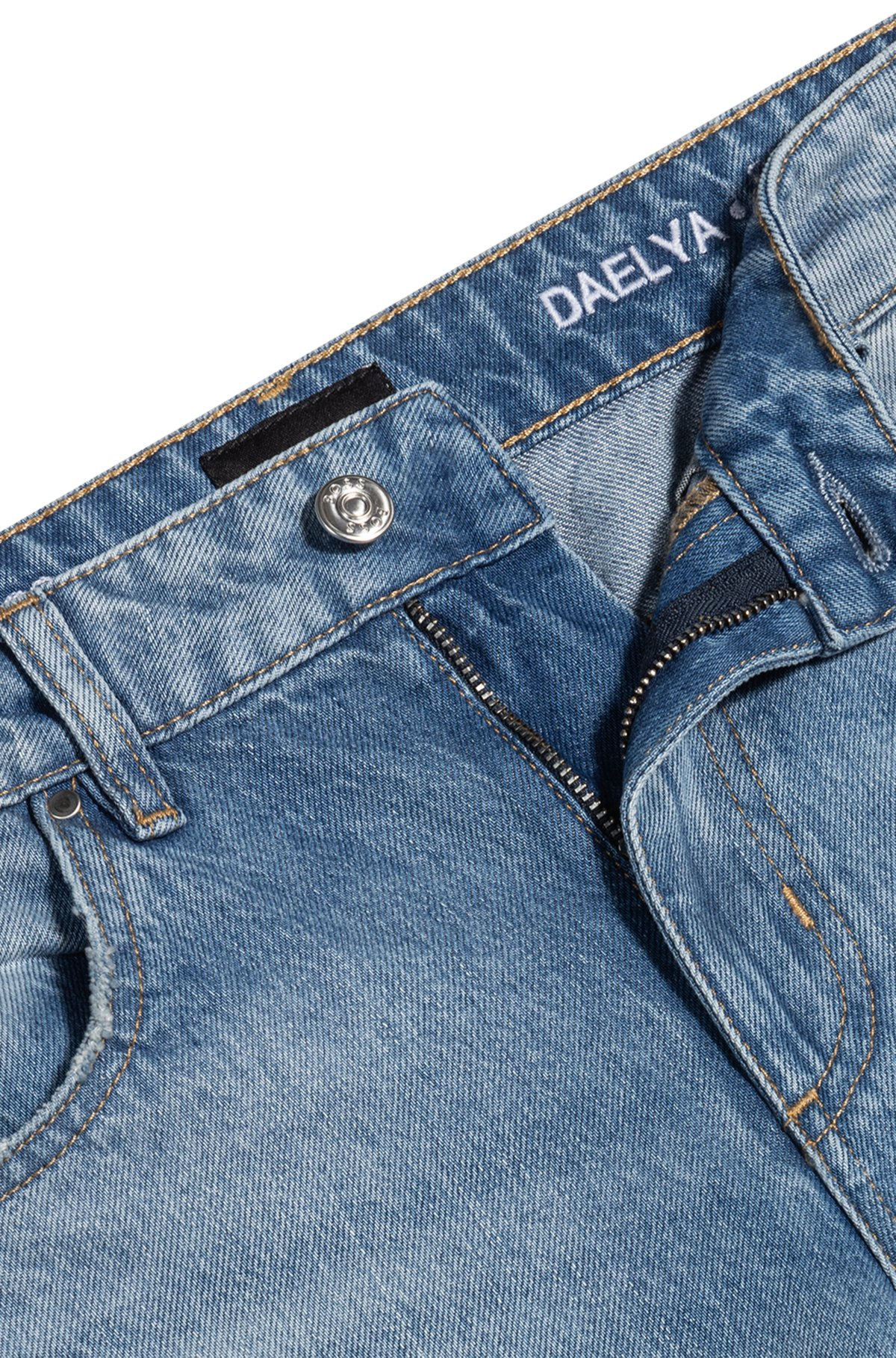 BARREL-LEG JEANS IN BLUE RIGID DENIM - 6