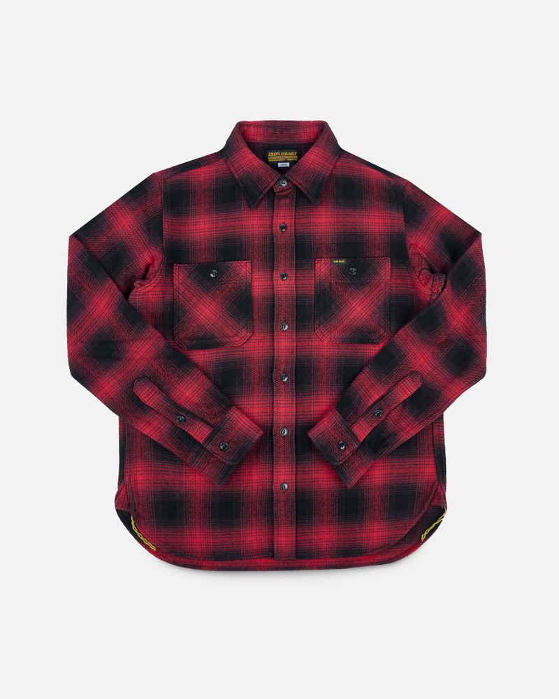 ULTRA HEAVY FLANNEL OMBRÉ CHECK WORK SHIRT - RED/BLACK 1