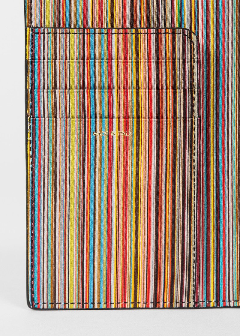 Black 'Signature Stripe' Interior Leather Passport Cover 3