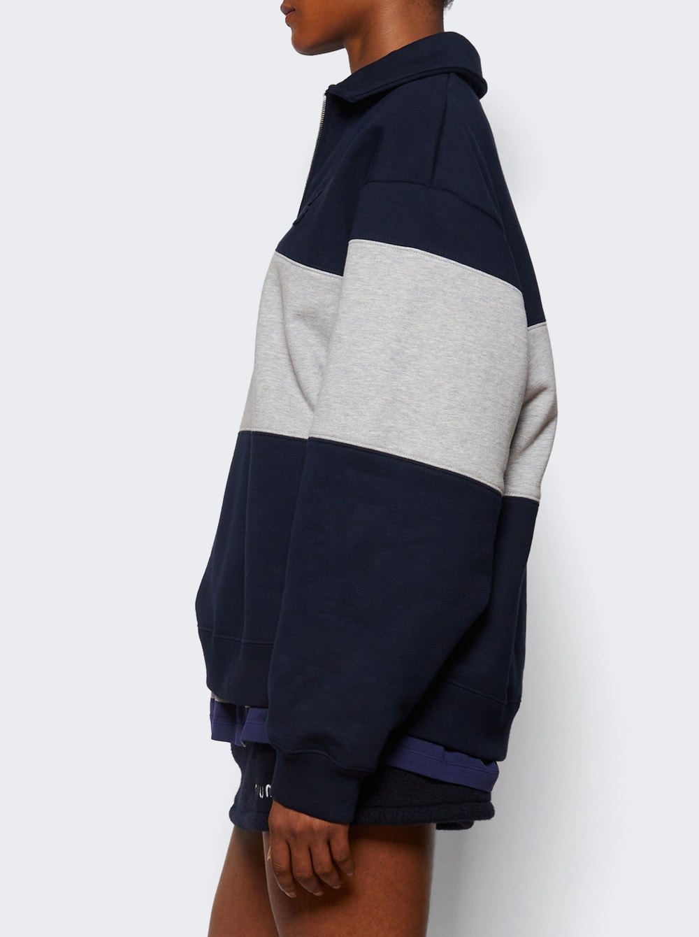 Half Zip Sweatshirt Blu And Grigio - 3