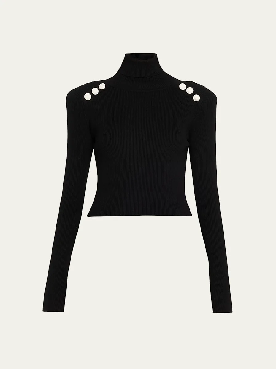 Colette Cropped Turtleneck Sweater - 1