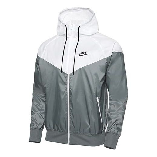 Nike Sport Zipper Hoodie Wind-Proof Jacket Men's GreyWhite DA0001-084 - 1