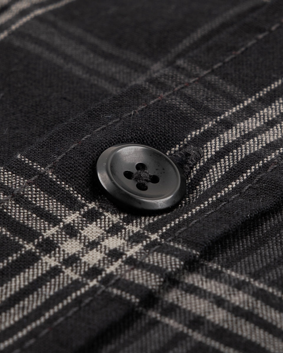 5OZ SELVEDGE SHORT SLEEVED MADRAS CHECK WORK SHIRT - BLACK - 13