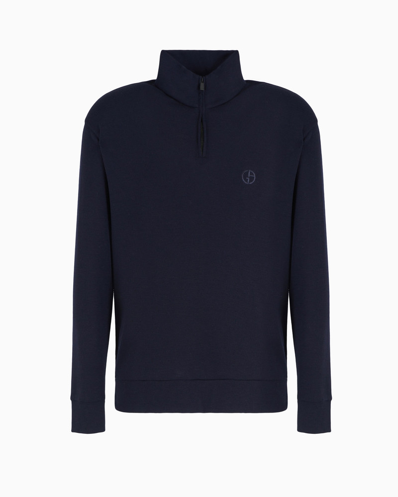 Virgin-wool knit mock-neck sweatshirt 1