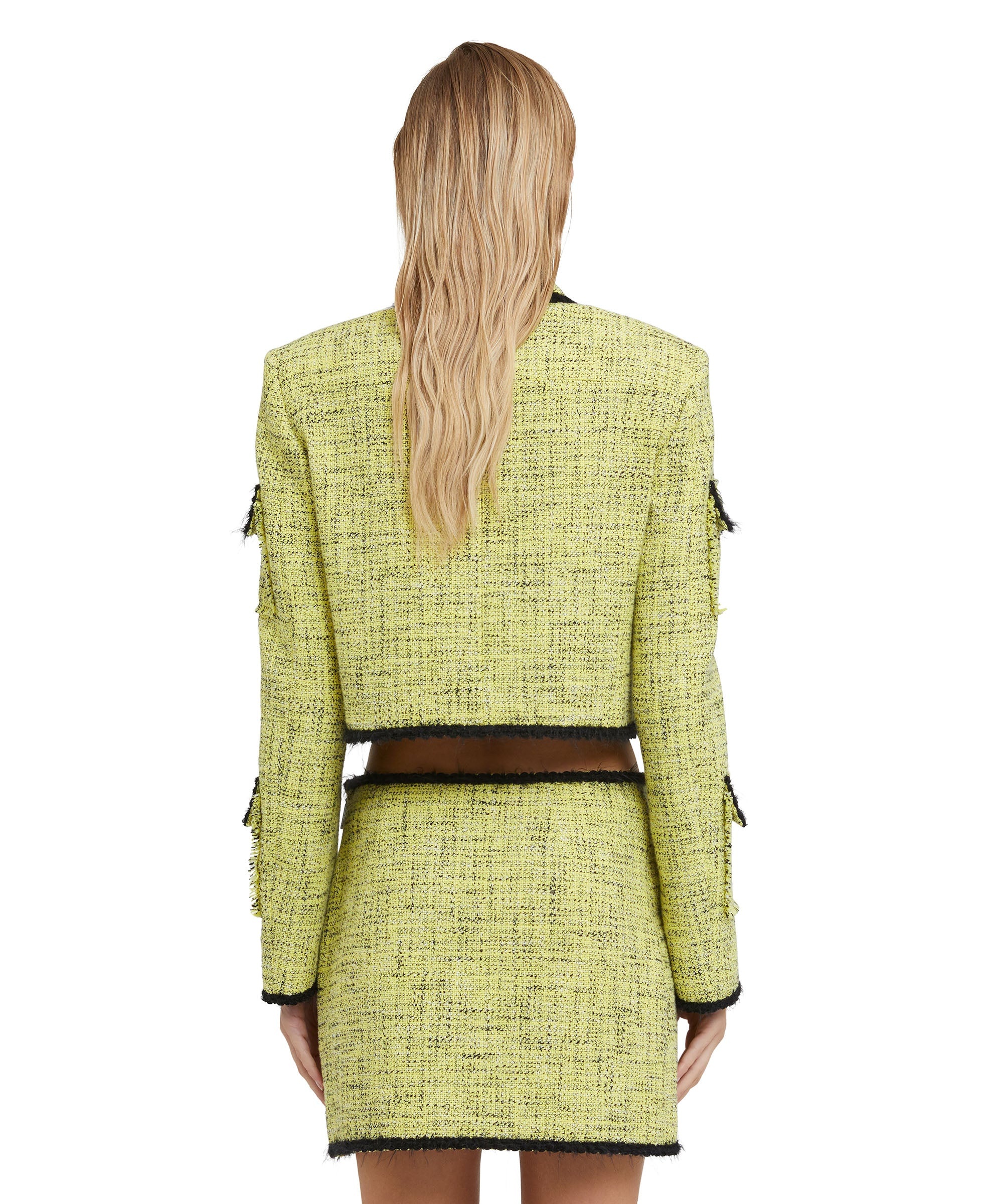 Salt and pepper tweed short jacket with pockets - 3