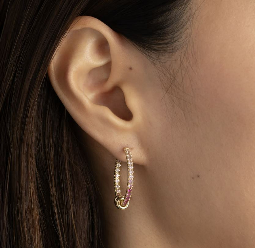 Argo Pink Sapphire & 18k Gold Ombré Hoop Earrings - 2