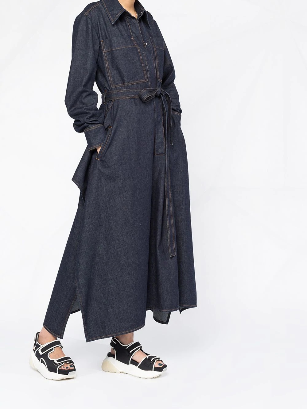 Riley draped belted denim dress - 2