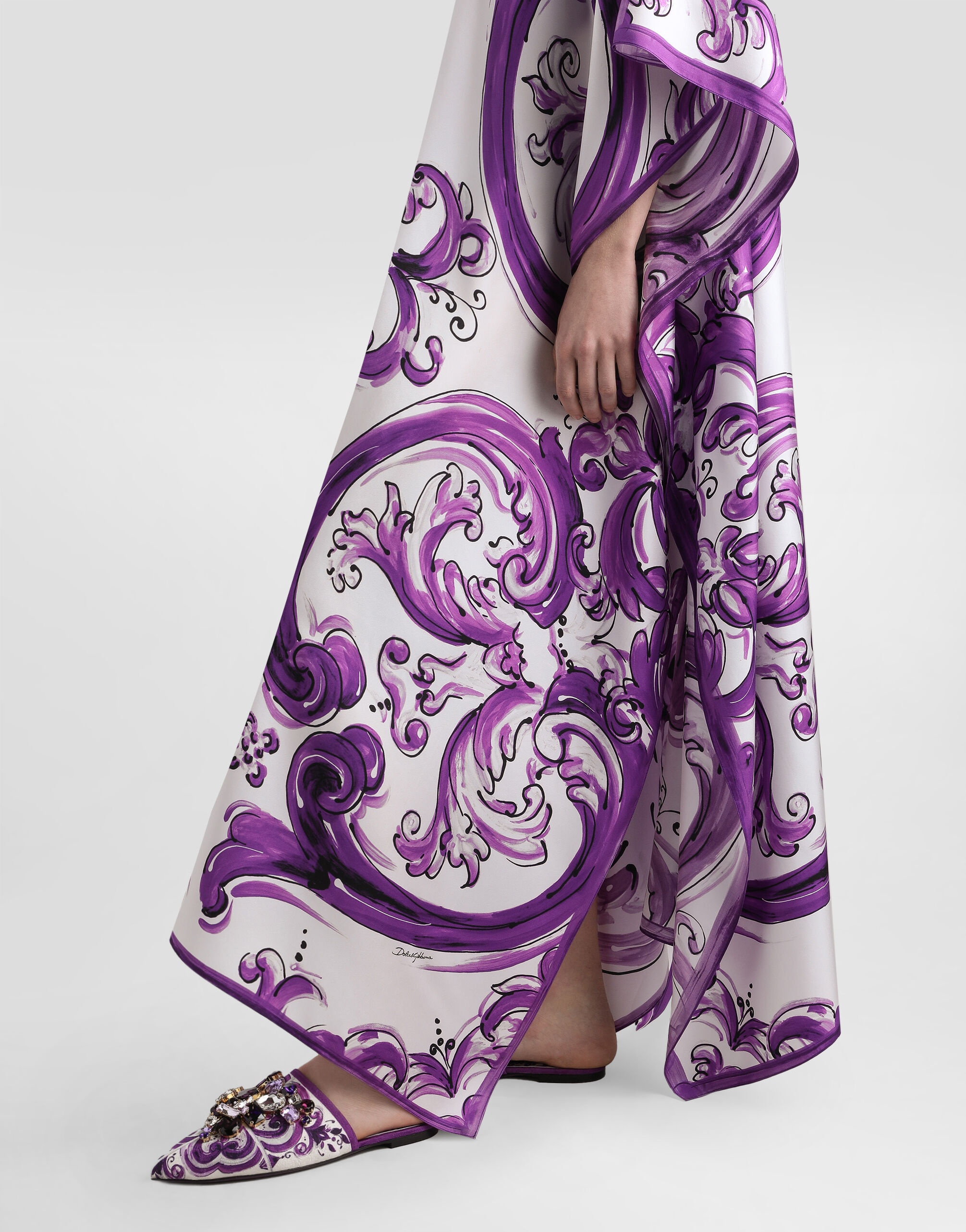 Majolica-print twill caftan dress - 5