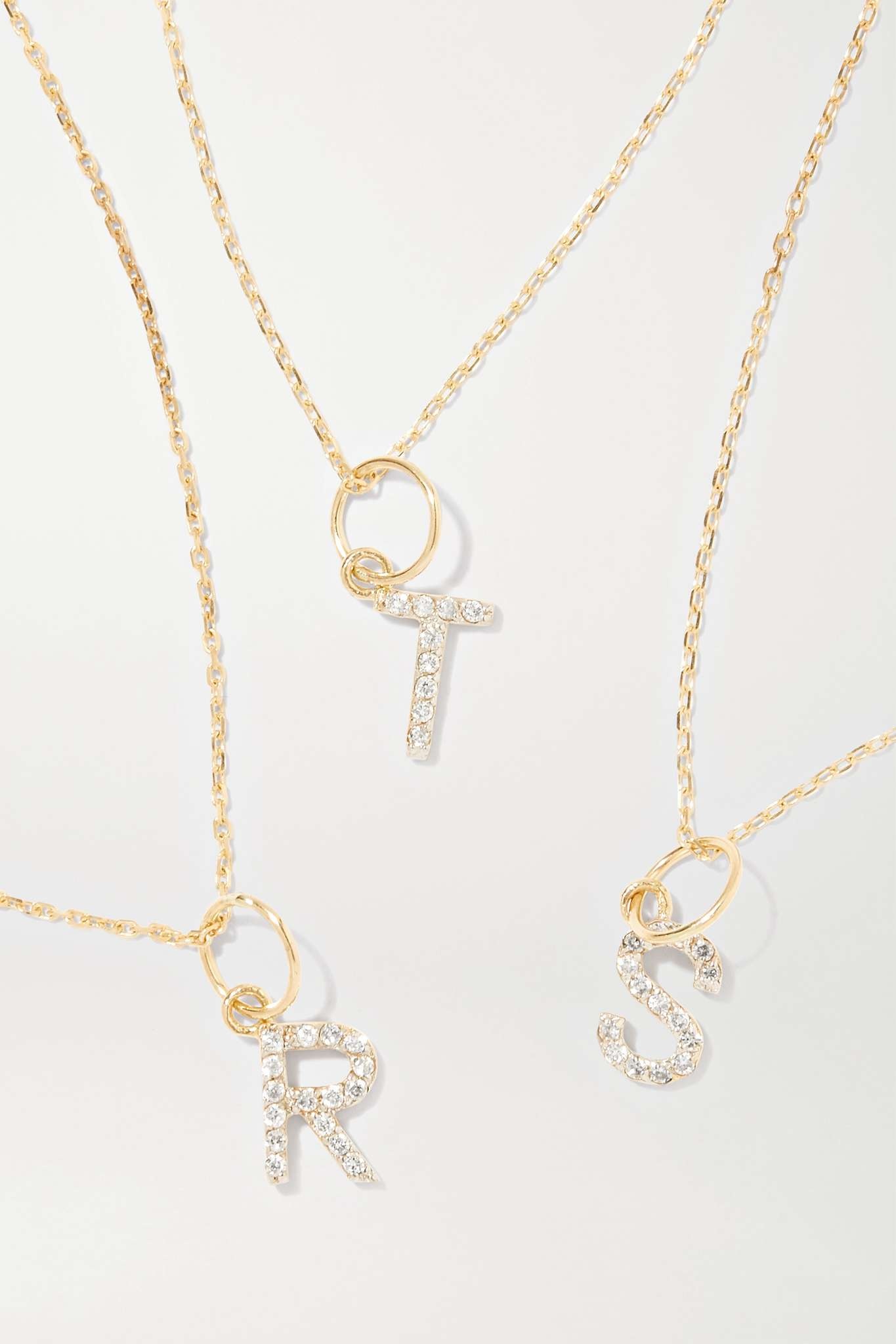 Initial 14-karat gold diamond necklace - 1