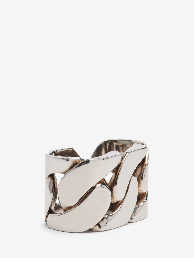 Alexander McQueen Women's Chain Double Ring in Antique Silver outlook