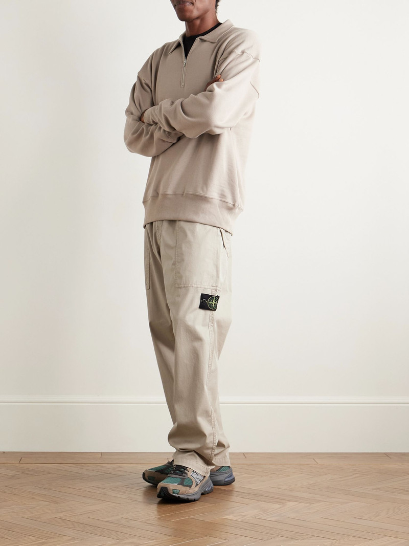 Stone Island Straight-Leg Garment-Dyed Supima Cotton-Blend Twill Drawstring Trousers Beige outlook