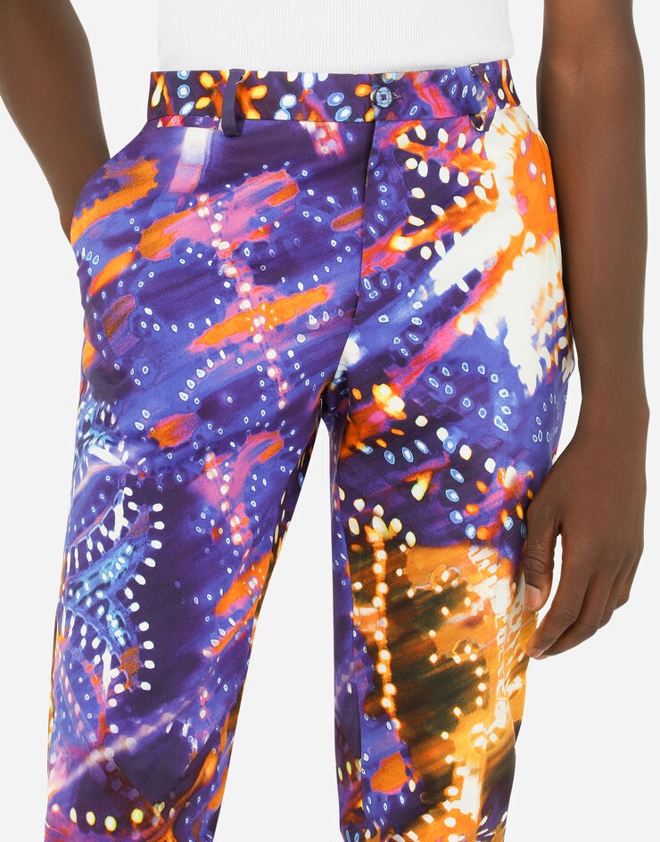 Stretch cotton pants with illumination print - 4