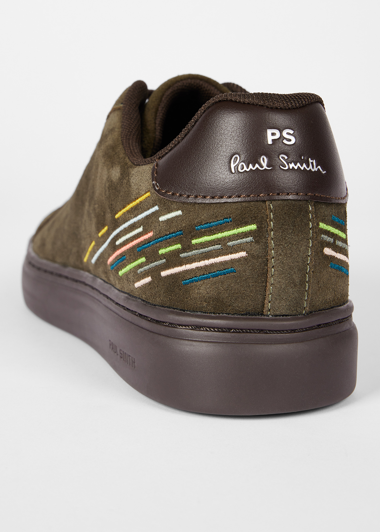 Khaki Suede 'Rex' Embroidery Trainers - 3
