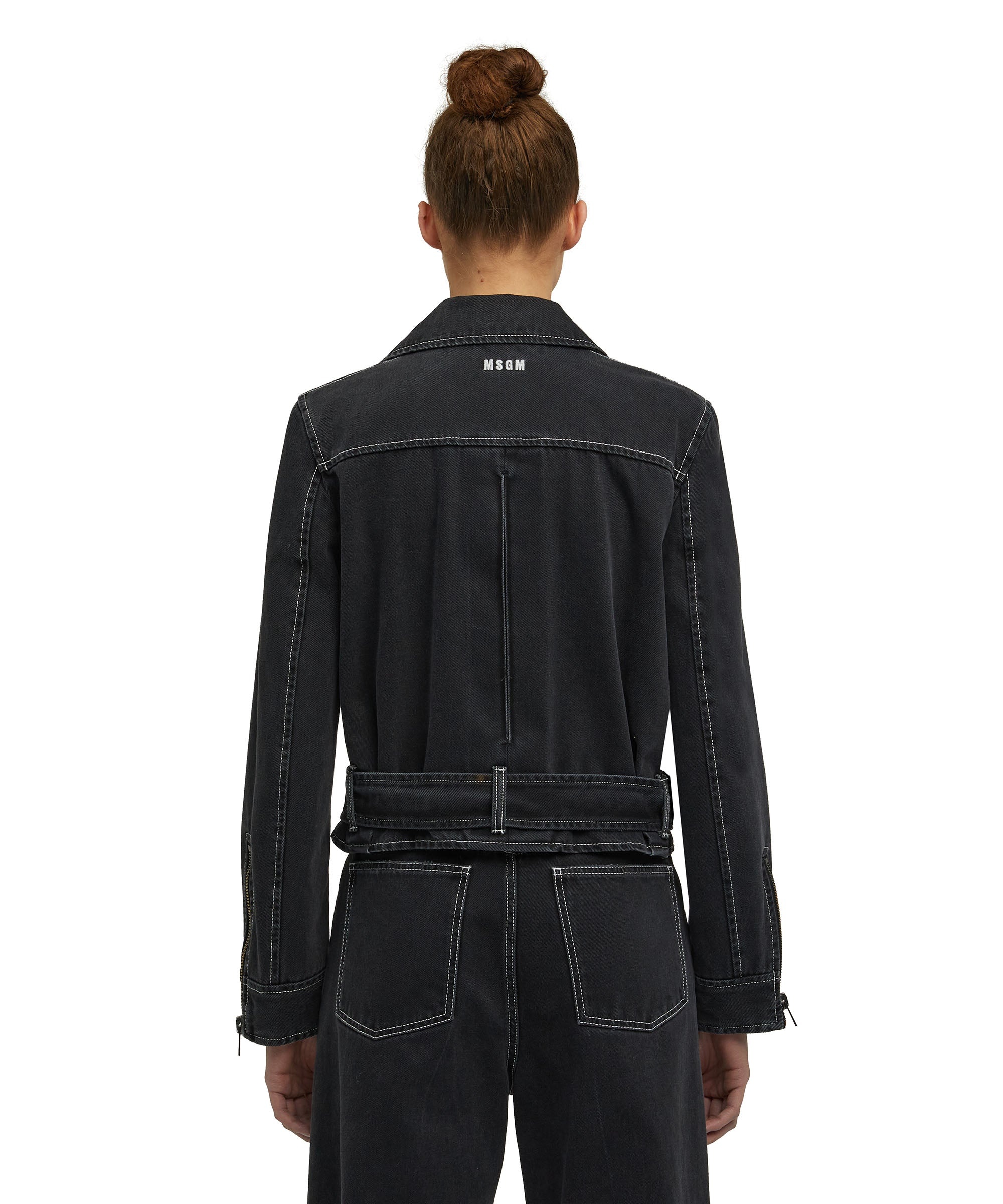 "Black Denim with Stitches" Biker jacket - 4