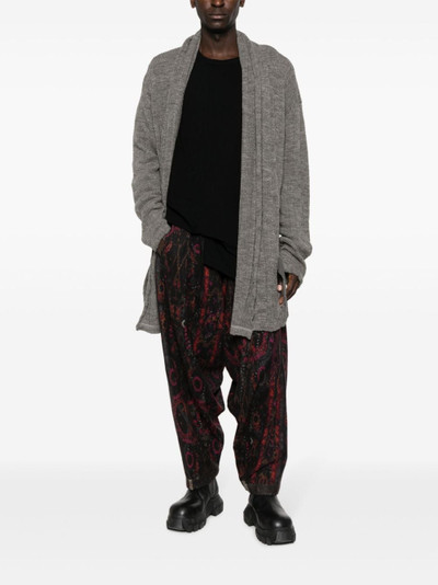 Yohji Yamamoto belted-waist maxi cardigan outlook