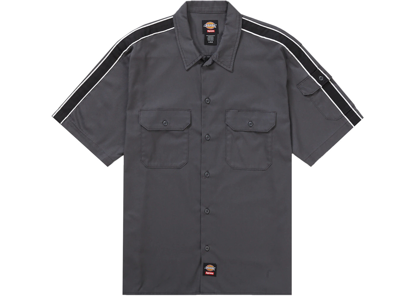 Supreme Dickies Stripe S/S Work Shirt Charcoal - 1