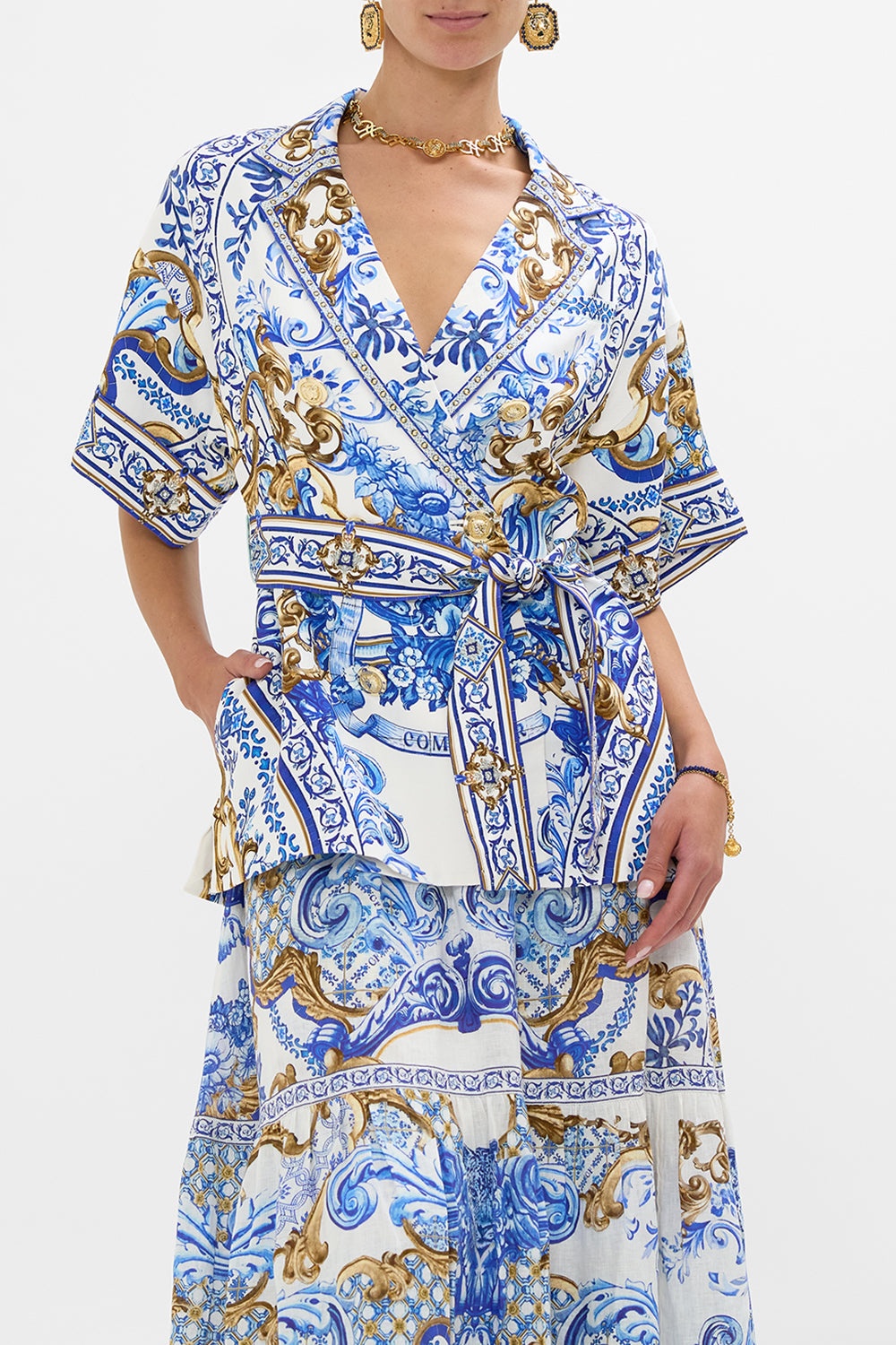 DOUBLE BREASTED SHORT SLEEVE JACKET - 5