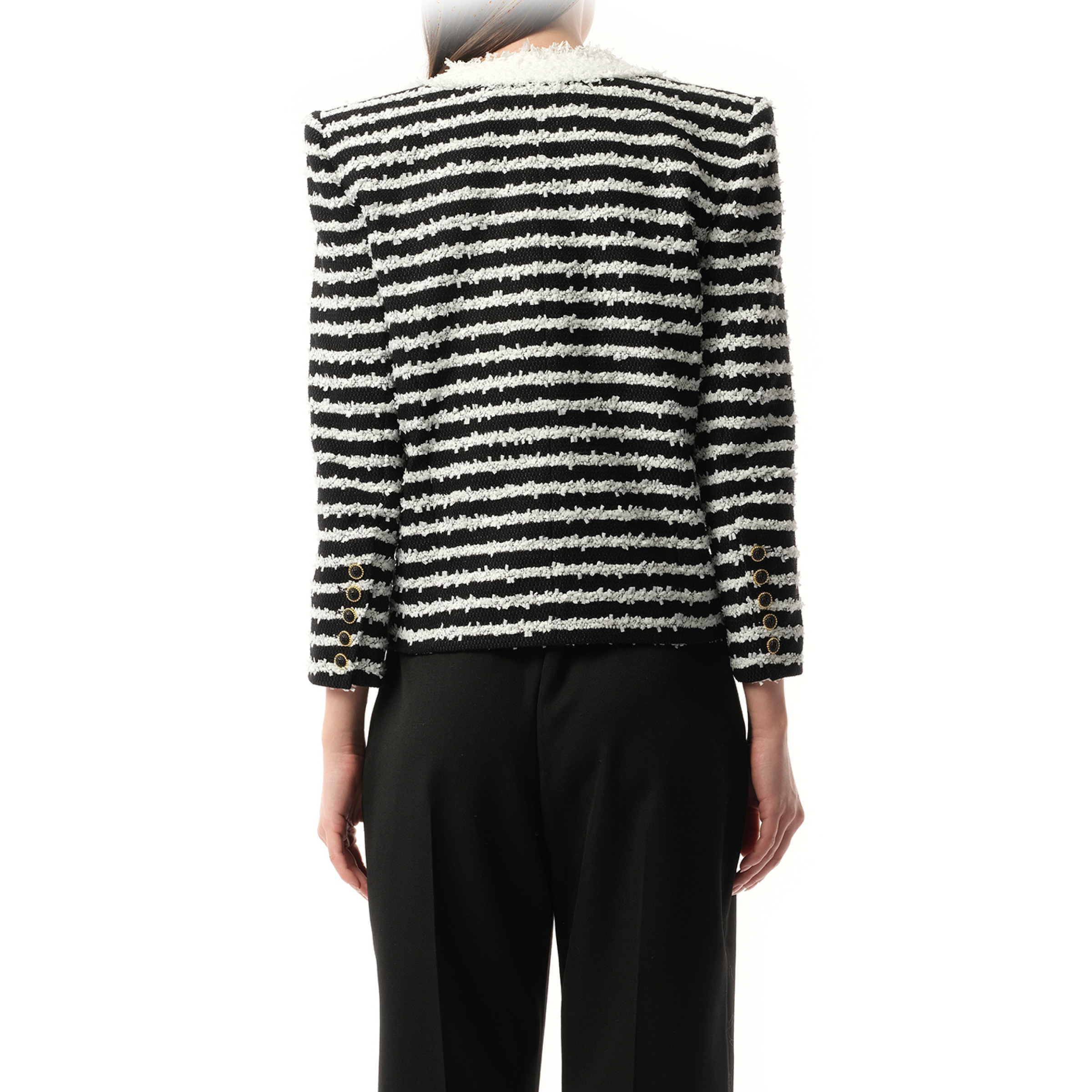 4PKT Mariniere Tweed Jacket in Black/White - 6