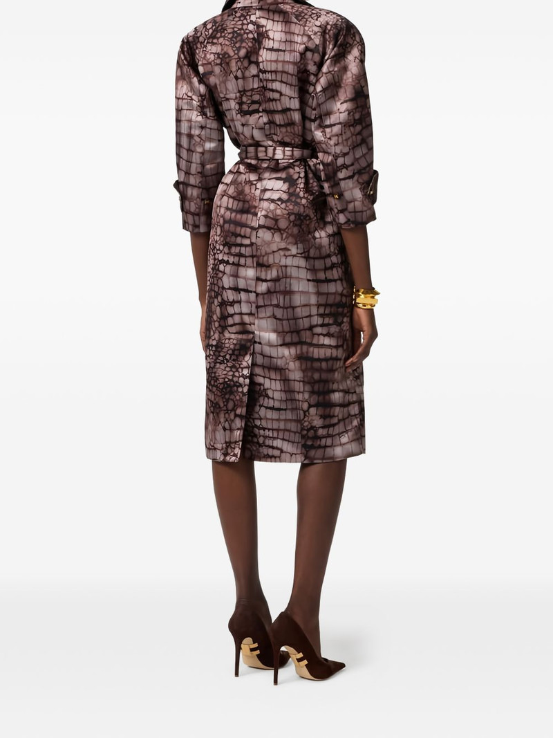 Alligator-print double-breasted trench coat 3