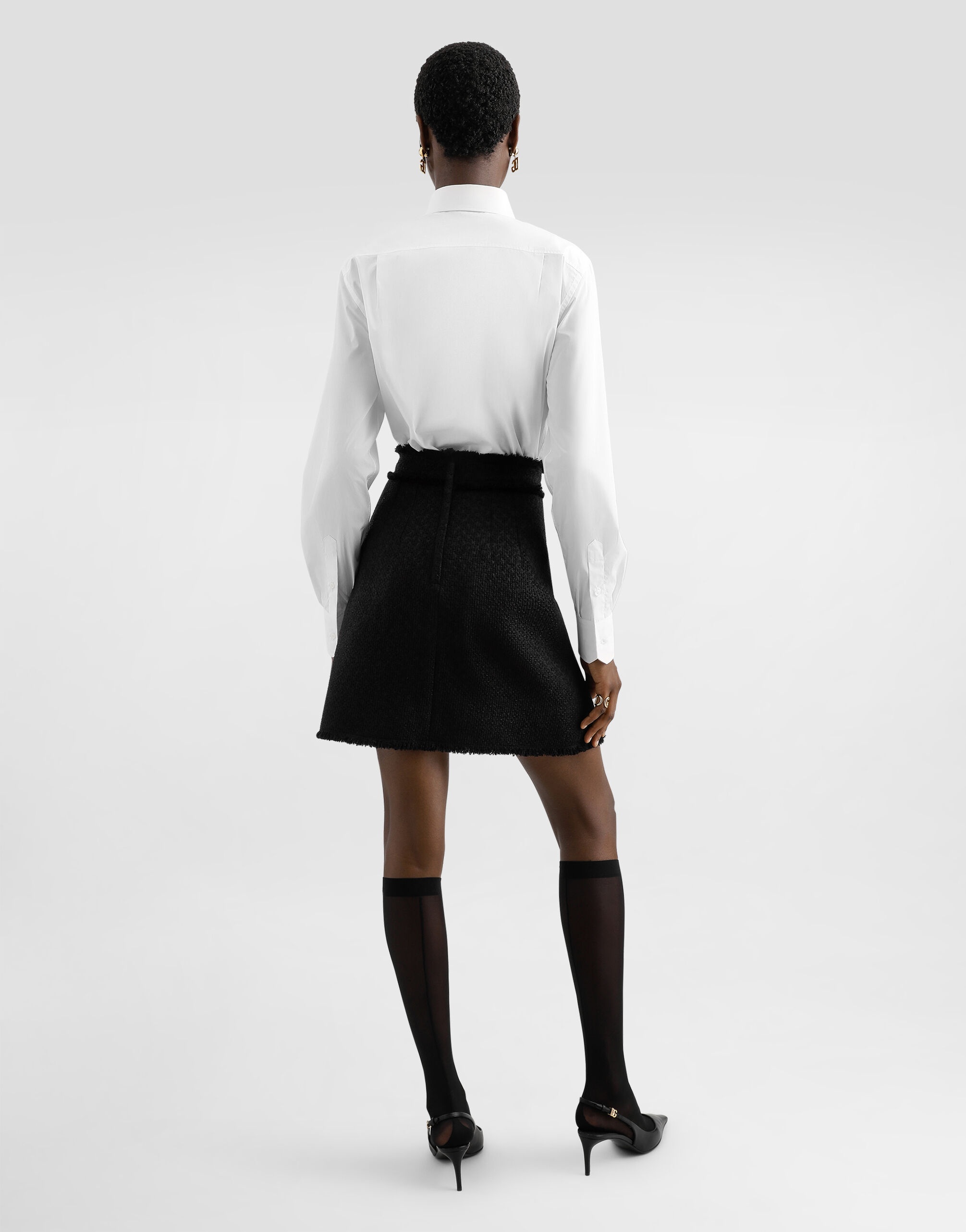 Short raschel tweed skirt with decorative DG logo buttons - 3