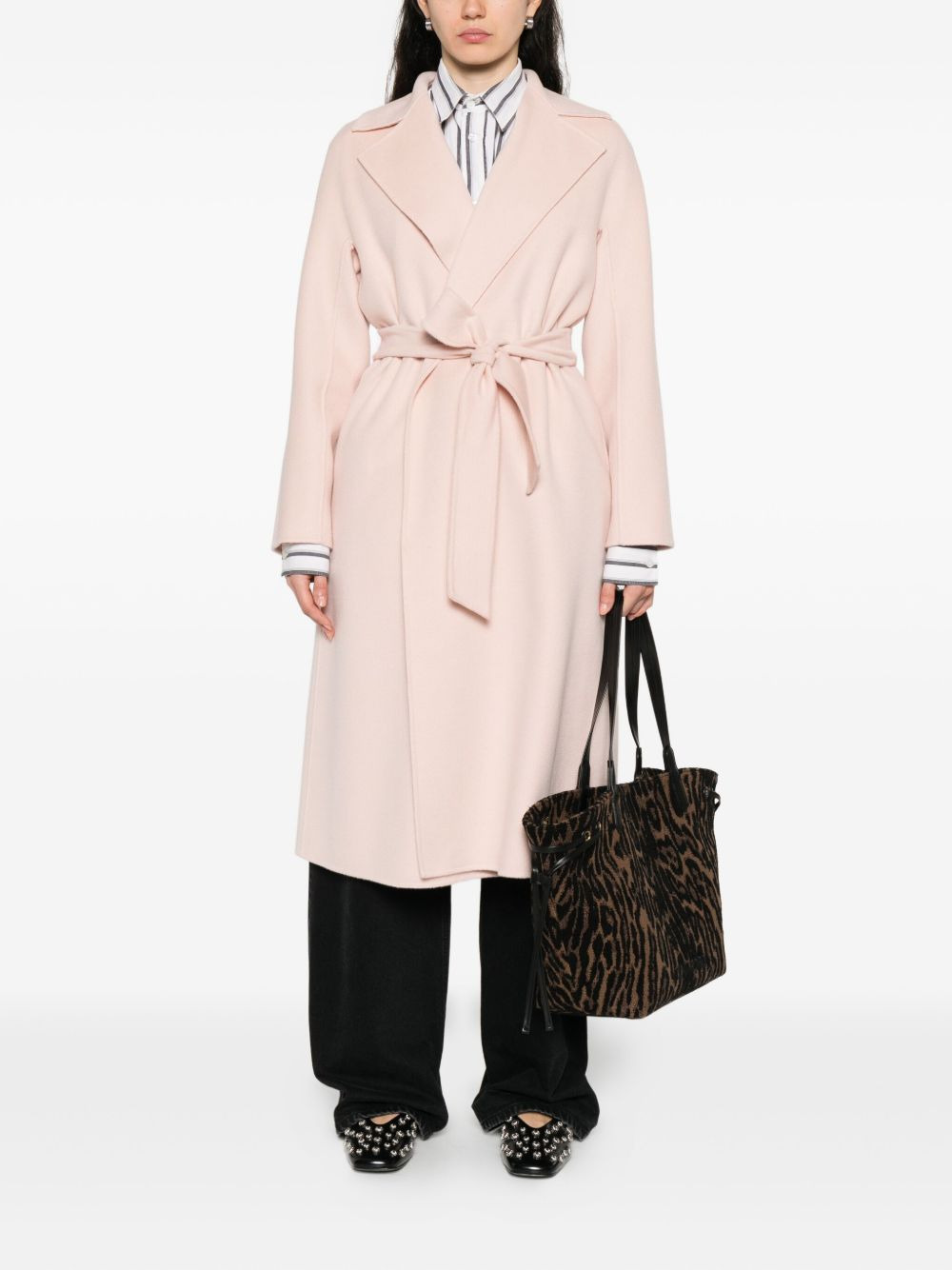 belted single-breasted coat - 2