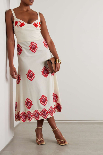 Johanna Ortiz + NET SUSTAIN God Enkai embroidered cotton-poplin midi dress outlook