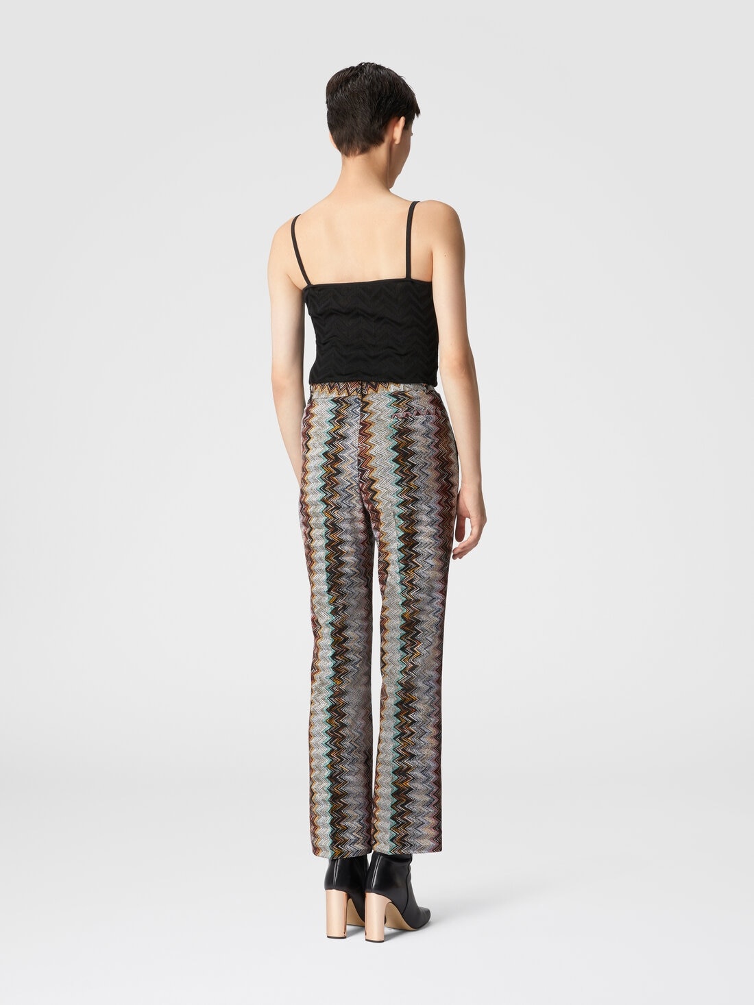 Cropped trousers with lamé slub zigzag motif - 3