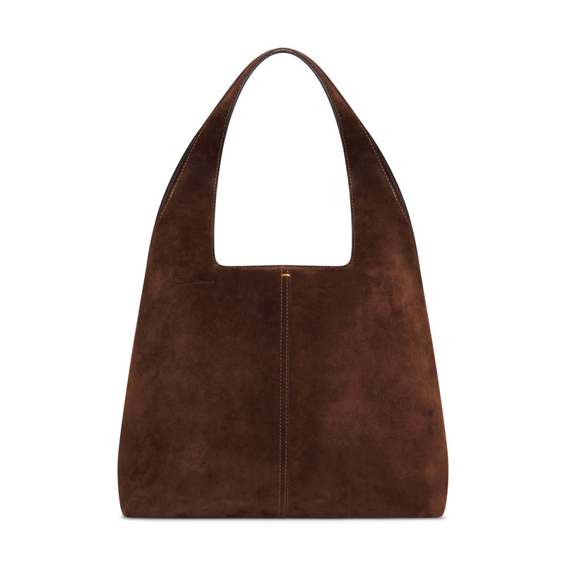 Dark brown suede shoulder bag 1